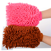 Chenille cleaning gloves Car wash housework multi-function rag gloves double-sided coral velvet car wipe gray