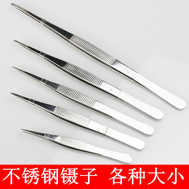 Stainless steel tweezers thickened round head with teeth water grass Multi-meat accessories Forceps Straight Hair Clip Dressing Tweezers
