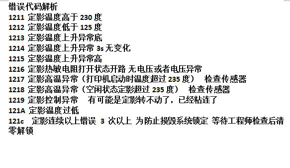 得力M2500 M2000 P2500 P2000代码121C 1217定影组件错误解锁清零