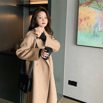 Autumn and winter new double-sided cashmere coat womens long wool high-end Camel double-sided woolen coat