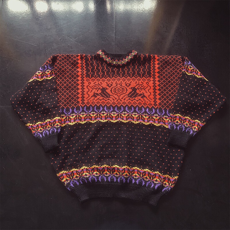 Free Shipping Norwegian-Made High-End D.0.N Nordic Fair Isle Style Color-Blocked Deer Sweater Baxb575