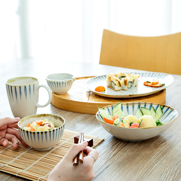 Jian Lin creative Japanese hand - made ceramic bowl big soup noodles bowl characteristics of fruit salad bowl bowl dessert bowl