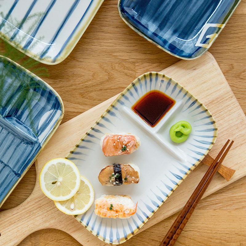 Jian Lin creative Japanese - style seasoning dishes three restoring ancient ways is sushi plate cold dish plate ceramic dumplings disc separator plate