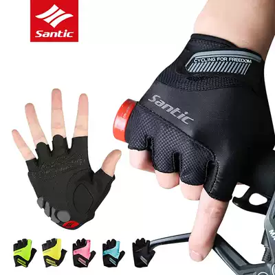 Santic forest sports gloves Mountain short finger riding gloves breathable non-slip bicycle half finger gloves men