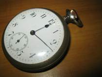 Sterling silver small three-hand porcelain plate==antique pocket watch (031)