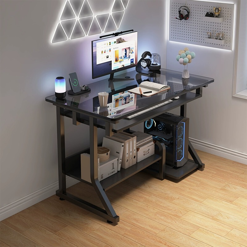 Computer Desk Desktop Bedroom Home Study Desk Student Study Desk Writing Desk Simple Tempered Glass Gaming Desk