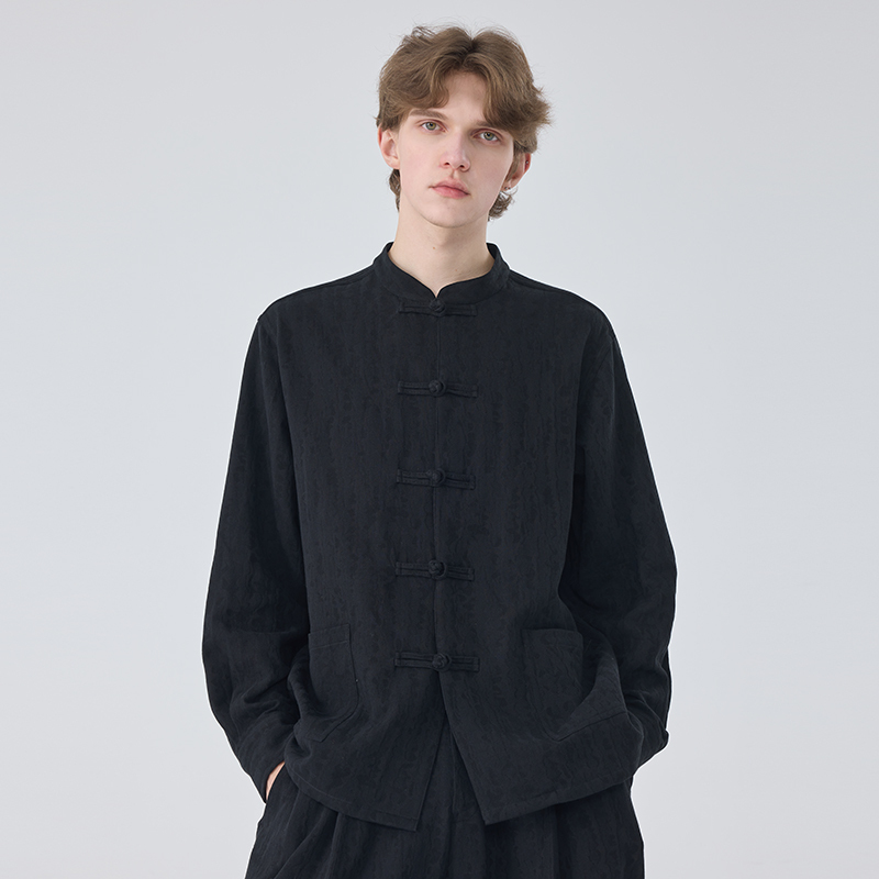 New Chinese Style Men's Jacket, Ethnic Chinese Style Button-Down Shirt, Tang Suit Stand-Up Collar Trendy Men's Retro Shirt New Chinese Style Men's Jacket, Ethnic Chinese Style Button-Down Shirt, Tang Suit Stand-Up Collar Trendy Men's Retro Shirt