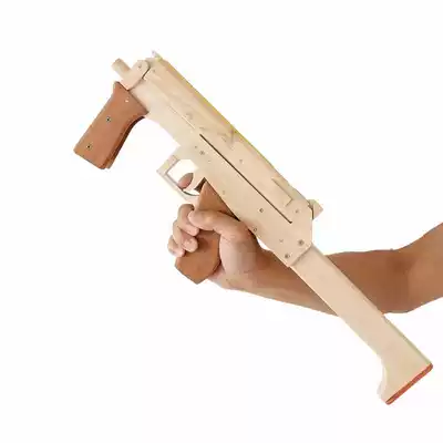 New solid wood burst submachine gun rubber band gun toy firing soft bullet gun can be folded and changed to clip model