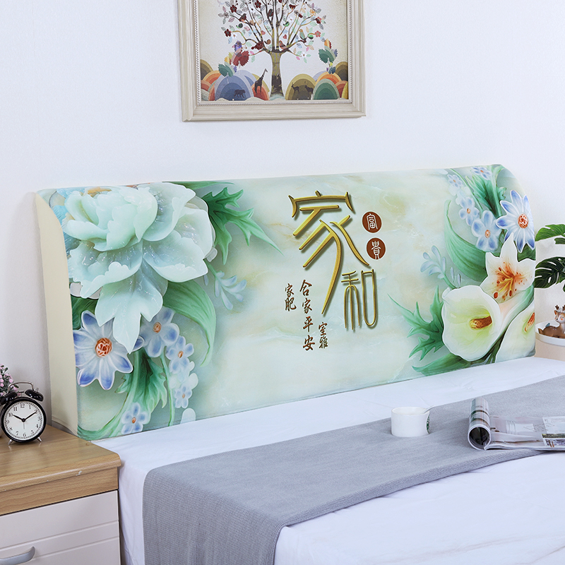 Simple modern Chinese style hood solid wood soft bag mutum head bag 1 5 m 1 8 m cartoon head dust cover