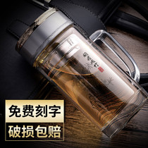 Fathers Day gift with glass double-layer mens insulated transparent water cup high-end tea cup with handle