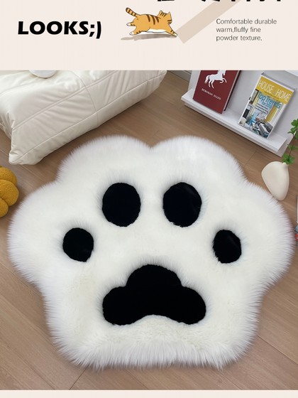 ins可爱猫爪地毯小脚印儿童房间床边装饰毛毛垫网红卡通茶几地垫