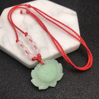 Светло -зеленый лотос галстук 12 бусин красная веревка