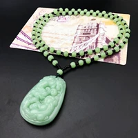 Светло-зеленая круглая бусина-цепочка дракон и феникс