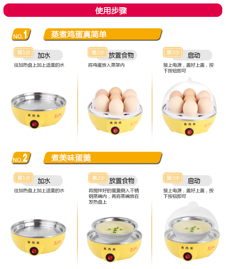 Máy đánh trứng đa năng hấp trứng tự động tắt máy luộc trứng mini hộ gia đình nhỏ ăn sáng tạo tác 1 người - Nồi trứng nồi hấp 2 tầng