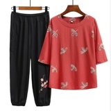 Летняя одежда для матери для пожилых людей, комплект, футболка с коротким рукавом, для среднего возраста