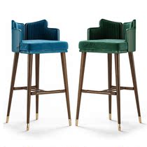Chinese style Chair Light Lavish Front Chair Solid Wood High Foot Chair Brief Bar Bench Nordic Home Leisure Middle Island Bench
