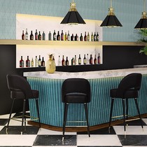 American solid wood bar chair retro front desk bar chair simple designer Nordic high KTV back chair bar chair bar chair