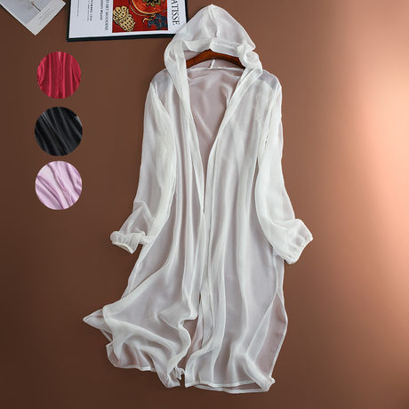 silk long cardigan coat