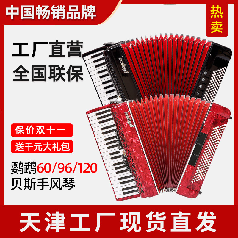 Parrot YINGWU accordion 60 90120 bass three-four-row spring accordion colotiology examination professional