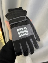 Mens ski gloves winter sports thick velvet warm riding motorcycle outdoor non-slip touch screen wind and cold