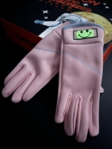 Autumn and winter new womens warm gloves plus velvet thickened fingerless touch screen luminous anti-splash water outdoor riding anti-wind and cold