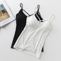 Ladies Camisole Pure Cotton Modal Thin Bottom Sexy Navel Tube Top Cross Fashion Wrapped Chest Belt Chest Pad