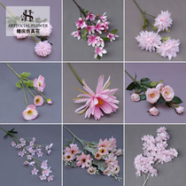 Simulation pink Curry wedding props new champagne silk flower wedding hall peony ceiling flower row road guide