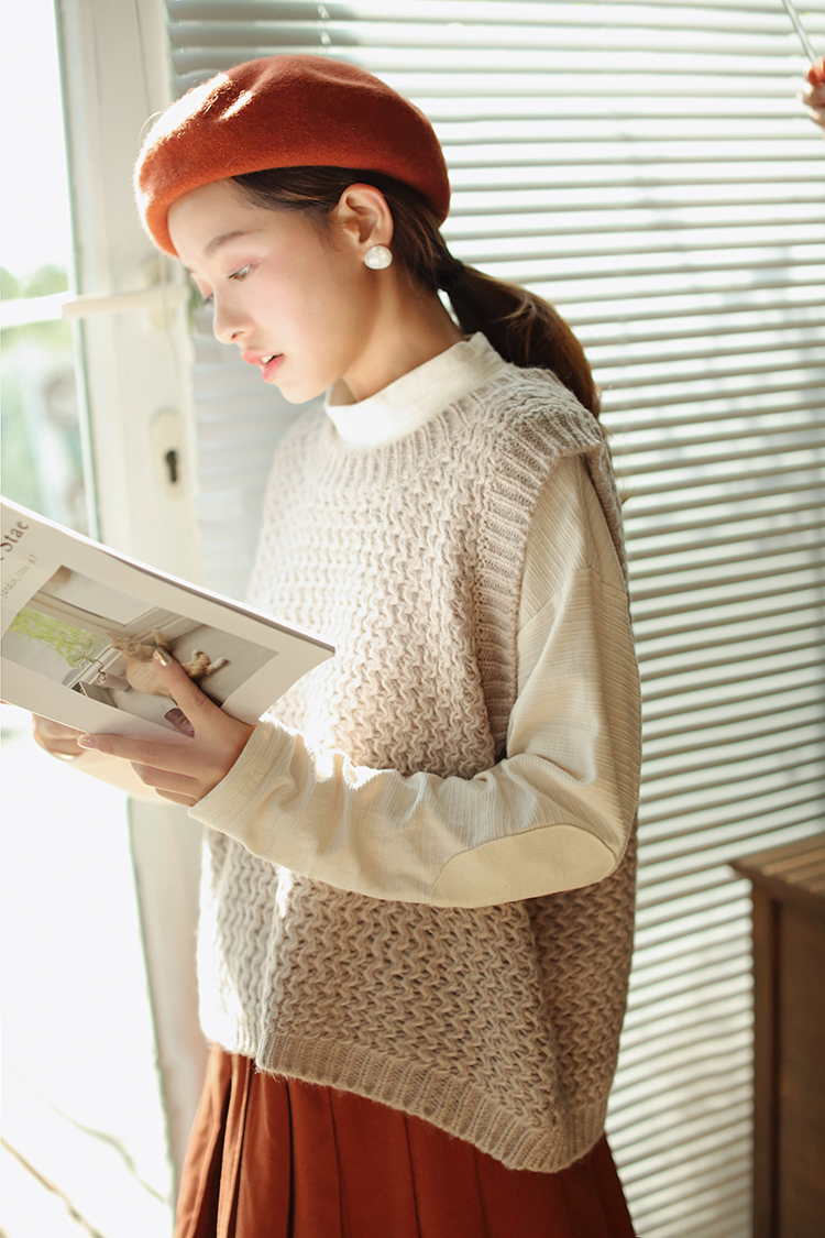 Huaji Y1093 Văn học cổ áo V không tay mới đan áo len tuổi teen Vest 1009 áo khoác len nữ ngắn