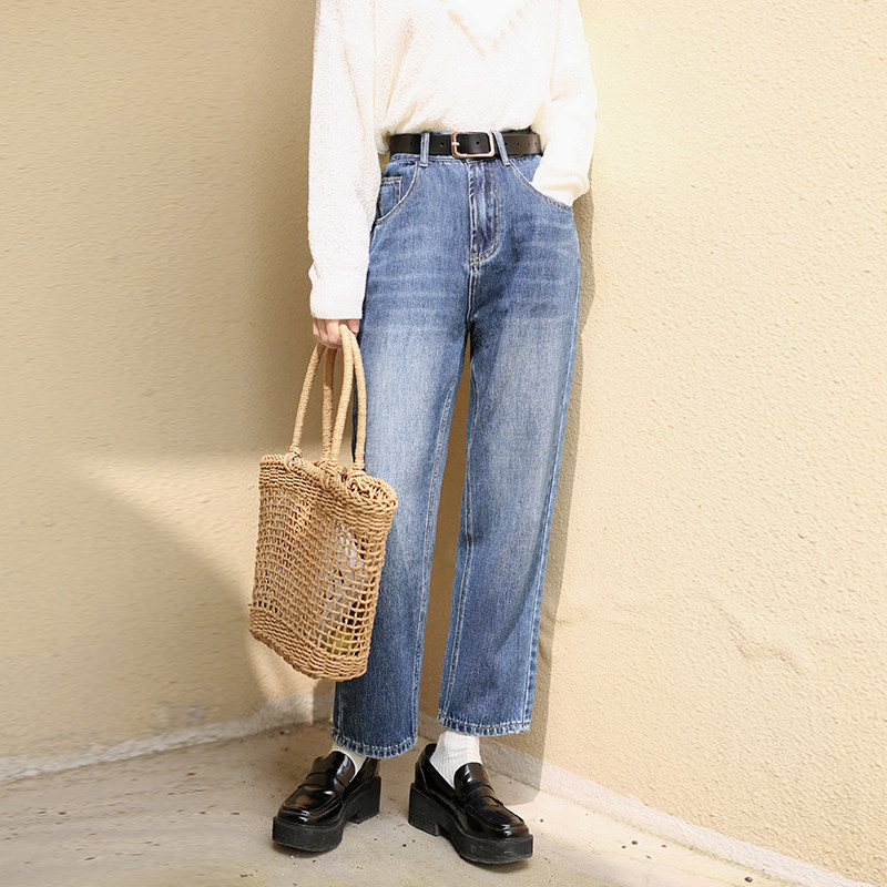 Flower gig K857 dark 90% wide leg high waist jeans female straight cylinder loose display slim and tall and small new wave