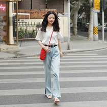 Hua Ji white ear edge design niche shirt womens 2021 new summer short-sleeved loose shirt top A111