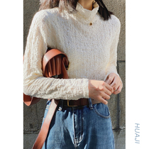 Flower gig A567 apricots color high collars undershirt female spring and autumn design feeling small crowd 100 lap long sleeves for a spring and autumn T-shirt