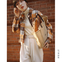 Flower Ji A610 White plus velvet high collar new base shirt female 2021 popular autumn and winter with half high collar