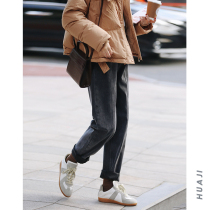 Flower Ji K945 dark thin middle stitching high waist jeans women 2021 New thick leg Black gray tapered pants