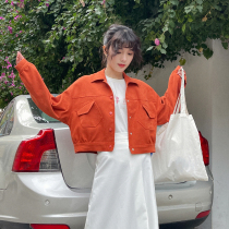 Huaji A766 short orange Korean version of loose student small man coat female 2021 New Spring Joker coat