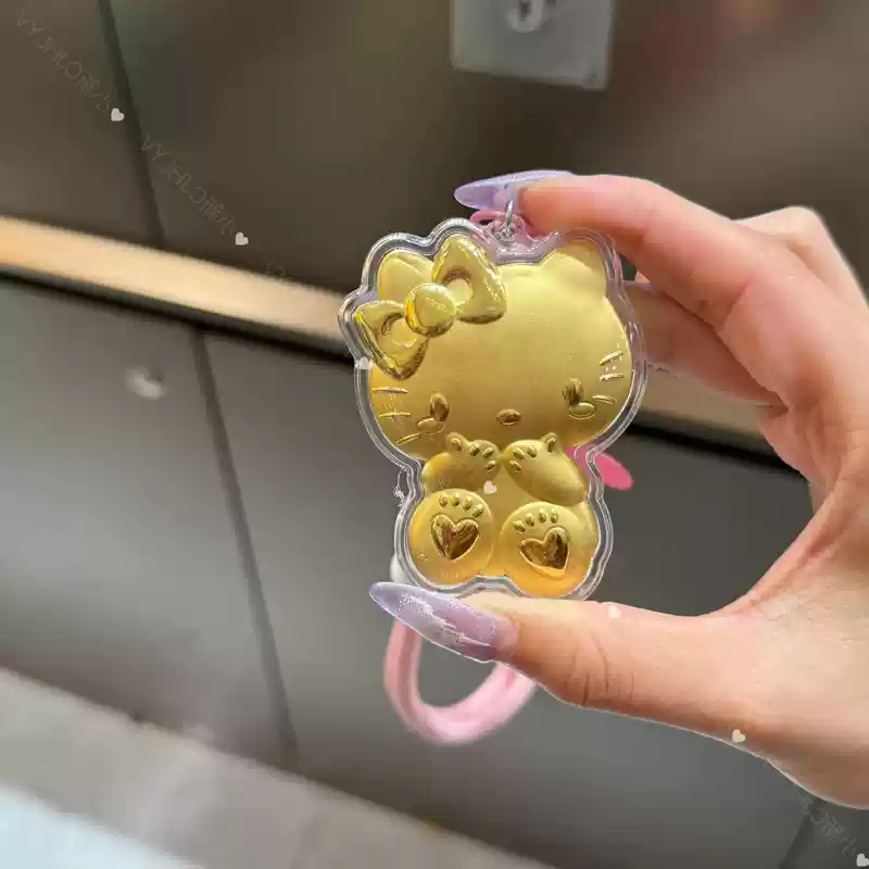 520必备！足金999黄金招财猫手机挂坠，让爱如白菩提般纯洁