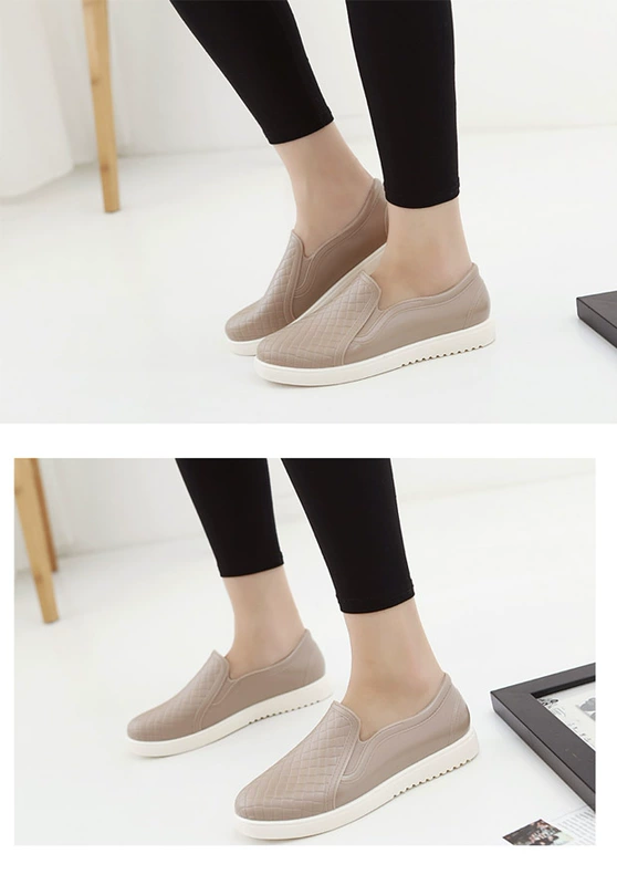 Giày đi mưa mới nữ ngắn ống chống trượt cotton mùa thu / mùa đông Giày nước thấp dành cho người lớn bằng phẳng Giày nhựa ngoài trời Hàn Quốc