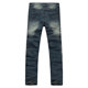 ການຄ້າຕ່າງປະເທດຕົ້ນສະບັບຝ້າຍບໍລິສຸດລ້າງຫນັກ nostalgic ສະບັບຂອງ jeans ຜູ້ຊາຍບາດເຈັບແລະກາງແອວຊື່ denim ສີຂາວ worn ແນວໂນ້ມ