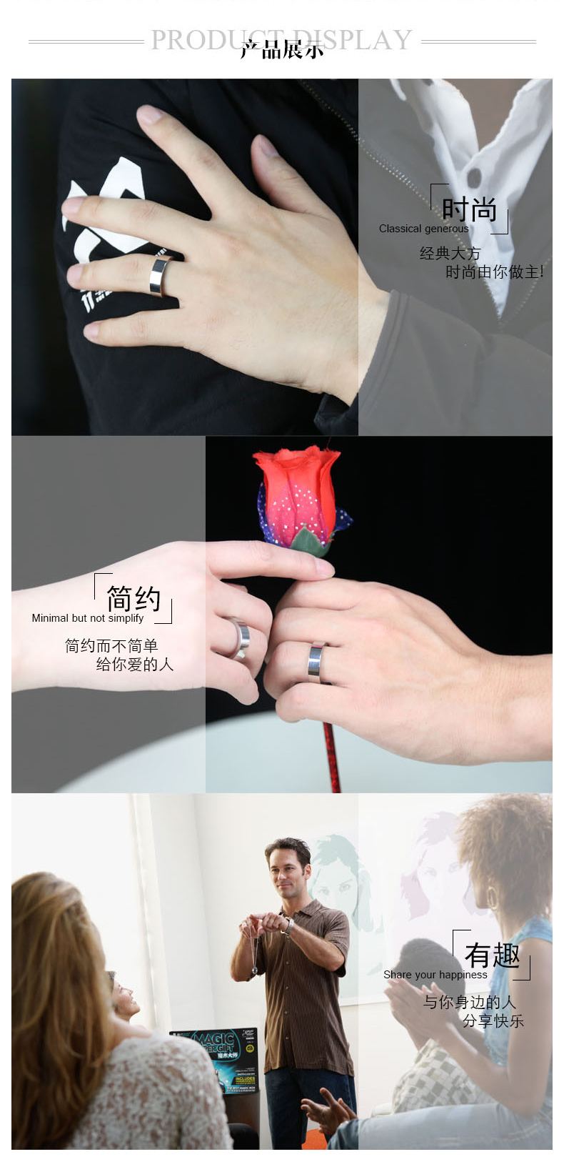 Magic 8000 Tomorrow Ring Fate Ring Magic ring Magic ring và nhẫn Cận cảnh cặp đôi đạo cụ ma thuật - Nhẫn nhẫn vàng 18k nam