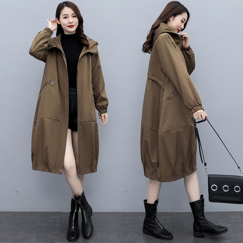 Plus-Size Women's Windbreaker Jacket, New Spring and Autumn Style, Mid-Length Parka for Middle-Aged Moms, Casual Coat Plus-Size Women's Windbreaker Jacket, New Spring and Autumn Style, Mid-Length Parka for Middle-Aged Moms, Casual Coat