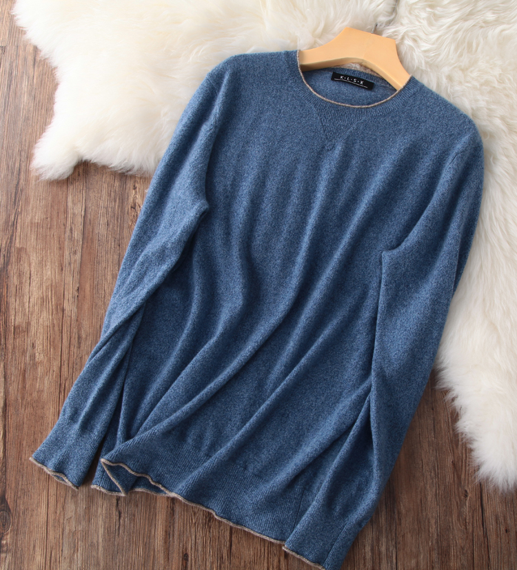 Mùa thu và mùa đông nam mới 100% áo len cashmere nguyên chất Áo cổ tròn dài tay áo thun dệt kim quần áo thời trang nam