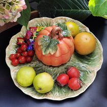 Ceramic big fruit plate pumpkin fruit plate pastoral candy plate Halloween decoration American Village Harvest desktop decoration