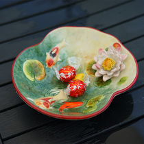 Goldfish Koi carp candy bowl fruit plate Ceramic home wedding craft ornaments creative Chinese dim sum fruit plate