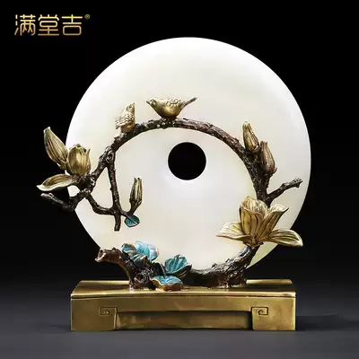 Pure copper White Jade safe buckle ornaments Chinese living room TV wine cabinet porch new home move new home decoration gifts