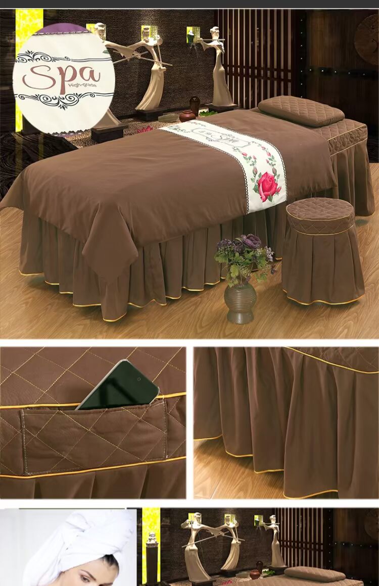 Beauty khăn trải giường gia đình bốn phong cách châu Âu giường massage thẩm mỹ viện điều trị Body đặt đặc biệt cung cấp miễn phí vận chuyển màu một mảnh đục - Trang bị tấm ga phủ giường spa