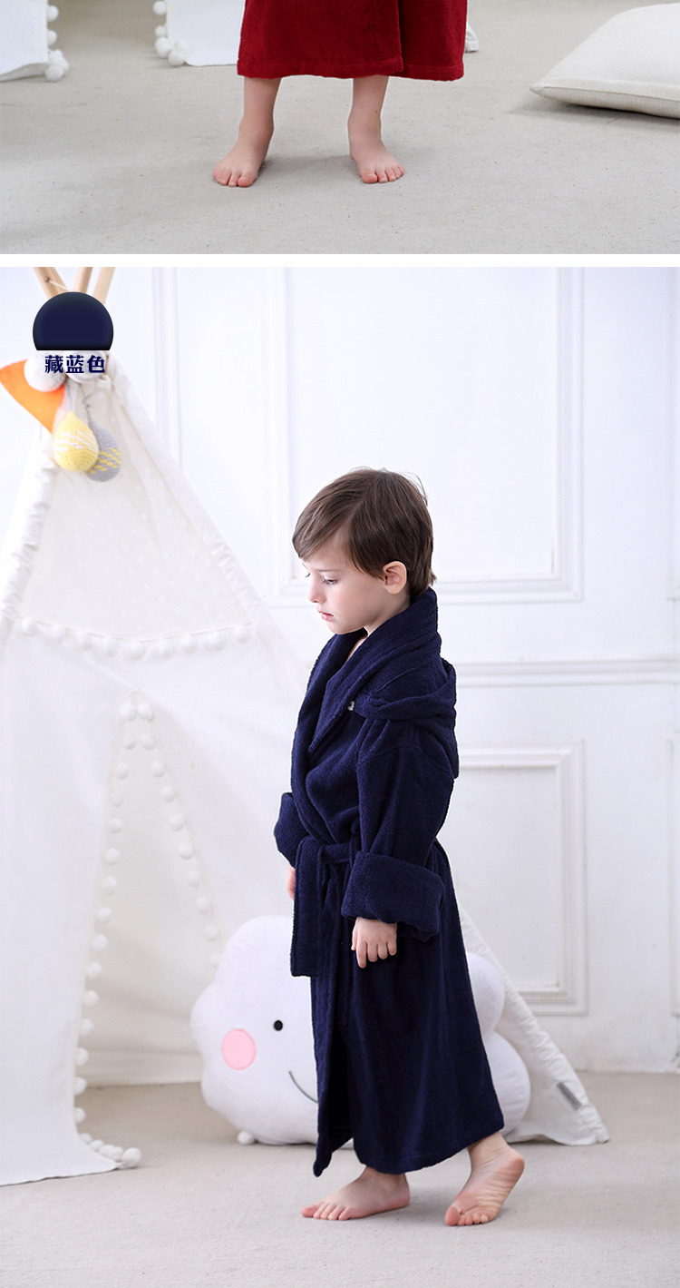 Một lớp bông khăn tắm áo choàng tắm trẻ em nam đội mũ trùm đầu có thể tháo rời và phụ nữ cậu bé lớn cha Extended Edition áo choàng tắm trong mùa dày - Khăn tắm / áo choàng tắm khăn lau mặt spa