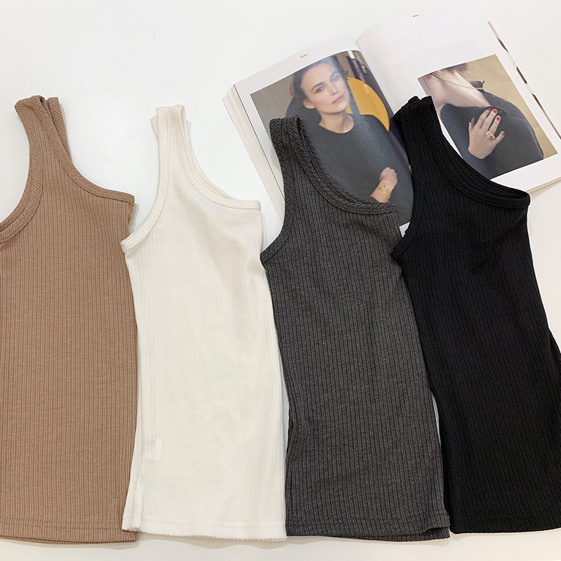 EKOOL solid color knitted camisole women's summer new base shirt slim slim thin section inside top