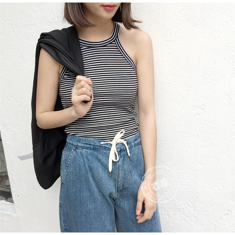 EKOOL Slim mỏng bên trong co giãn Chủ đề vest mùa hè hoang dã treo cổ sling đáy áo sơ mi nữ