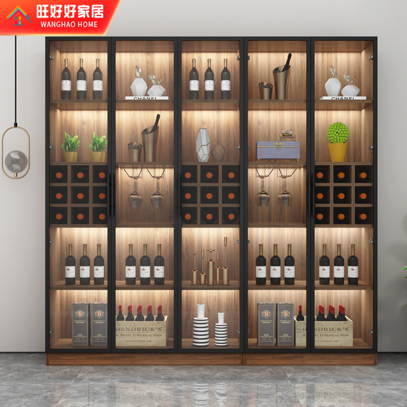 Custom Wine Cabinet Leaning Against Wall Living-room Cabinet Modern Minima Light Extravagant fancy European-style glass cabinet solid wood storage display cabinet