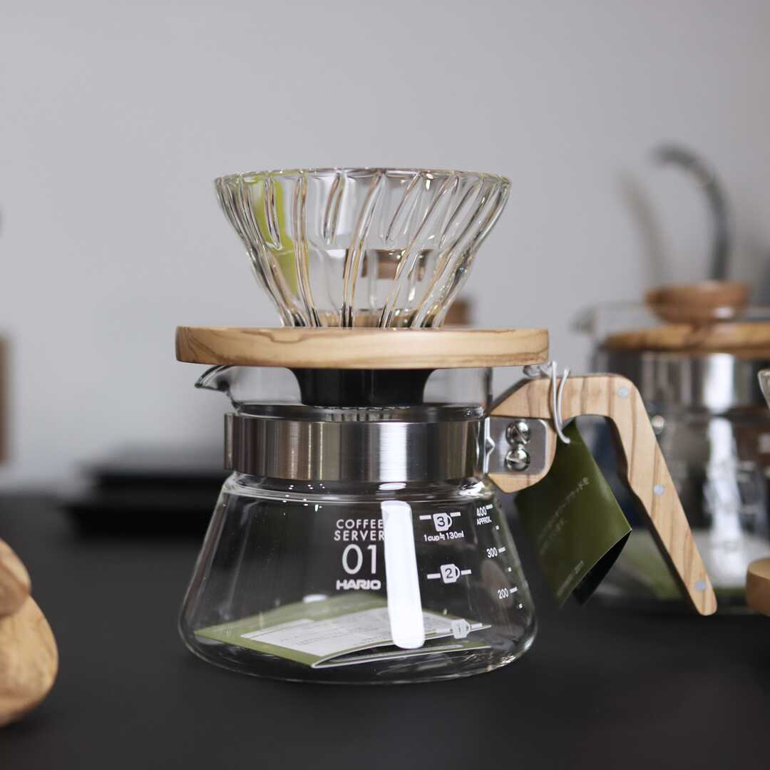 Hario 橄榄木v60滤杯玻璃分享壶01 02号手冲咖啡壶日本原装进口