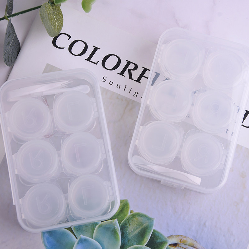 New product, easy to carry, three pairs of pressure buckle color contact lens care partner box contact lens box